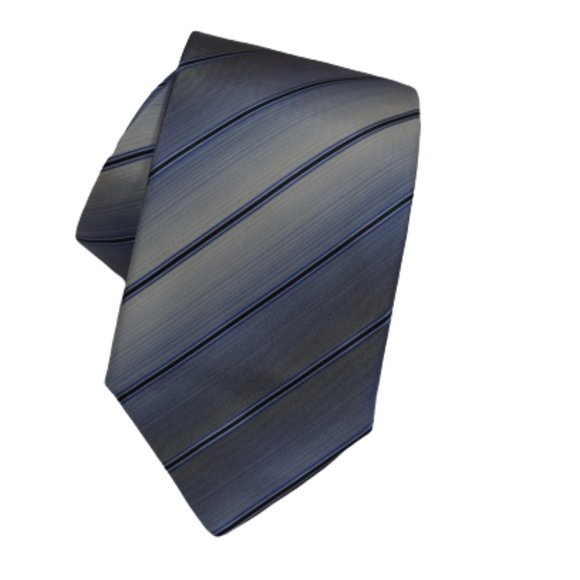 GRUPPO ARTIGIANI Navy Gray Silk Tie Striped - Picture 2 of 12